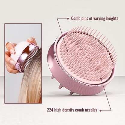 2-in-1 Scalp Massager Shampoo Brush, Scalp Scrubber for Hair Growth & Dandruff Removal, Hair Scrubber with Soft Silicone Bristles, Wet Dry Scalp Exfoliator for Scalp Care