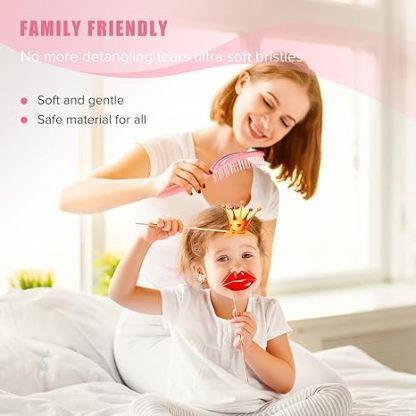 Detangle Hair Brush, Detangling Wet Spiral Hairbrush for Women, Men, kids, Vented Detangler for Blow Drying, Glide Through Tangles For All Hair Types (Pink)