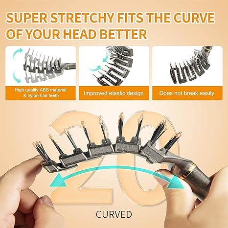 Curved Detangling Brush for Curly Hair, Professional Vented Anti-Tangle Brush for Wet & Dry, Ideal for Textured 2A to 4C Hair and Thick Blow Drying