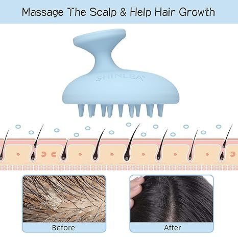 Silicone Scalp Massager Shampoo Brush, Head Scrubber with Soft Bristles for Hair Growth, Scalp Exfoliator for Dandruff Removal, Wet Dry Hair Brush for Scalp Care