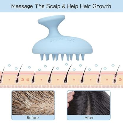 Silicone Scalp Massager Shampoo Brush, Head Scrubber with Soft Bristles for Hair Growth, Scalp Exfoliator for Dandruff Removal, Wet Dry Hair Brush for Scalp Care