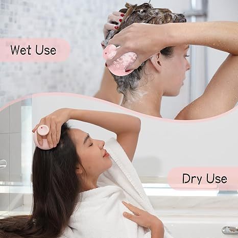 Silicone Scalp Massager Shampoo Brush, Head Scrubber with Soft Bristles for Hair Growth, Scalp Exfoliator for Dandruff Removal, Wet Dry Hair Brush for Scalp Care