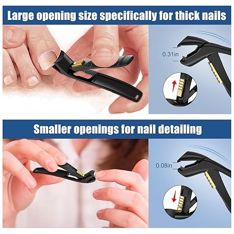 Angled Head Nail Clippers for Seniors Thick Nails, German Professional Fingernail ToeNail Clippers with Catcher and Sharp Wide Opening, Nail Clipper Set for Men Women Pregnant