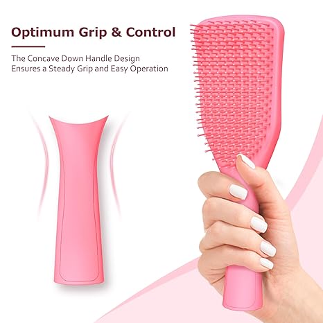 Detangler Hair Brush for Wet & Dry Hair, No Tangle Wave-shaped Soft Bristle Hairbrush for Reduces Breakage, Lightweight Travel Brush Detangling All Hair Types