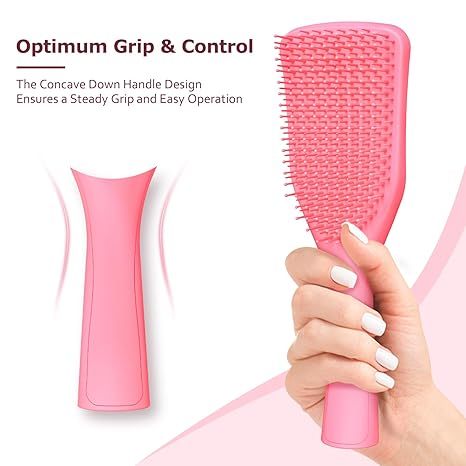 Detangler Hair Brush for Wet & Dry Hair, No Tangle Wave-shaped Soft Bristle Hairbrush for Reduces Breakage, Lightweight Travel Brush Detangling All Hair Types