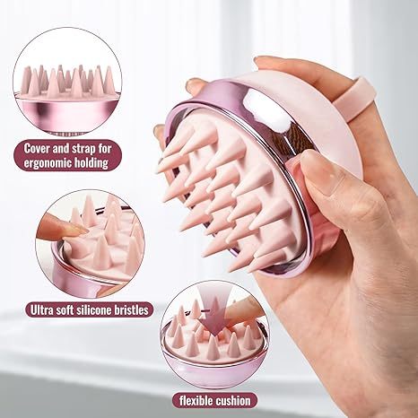 2-in-1 Scalp Massager Shampoo Brush, Scalp Scrubber for Hair Growth & Dandruff Removal, Hair Scrubber with Soft Silicone Bristles, Wet Dry Scalp Exfoliator for Scalp Care