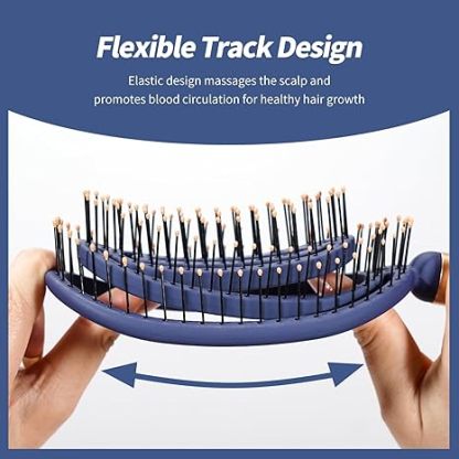 Speed Dry Detangler Brush, Spiral Vented Detangling Brush for Wet Hair, Metal-Infused Luxury Gold Handle, Curved Hairbrush with Massage Soft Bristles
