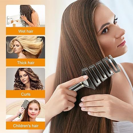 Curved Detangling Brush for Curly Hair, Professional Vented Anti-Tangle Brush for Wet & Dry, Ideal for Textured 2A to 4C Hair and Thick Blow Drying