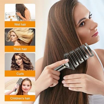 Curved Detangling Brush for Curly Hair, Professional Vented Anti-Tangle Brush for Wet & Dry, Ideal for Textured 2A to 4C Hair and Thick Blow Drying