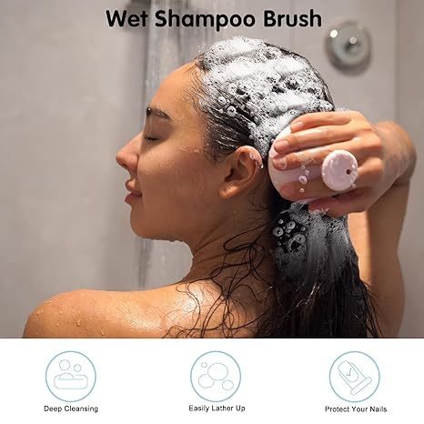 Silicone Scalp Massager Shampoo Brush, Head Scrubber with Soft Bristles for Hair Growth, Scalp Exfoliator for Dandruff Removal, Wet Dry Hair Brush for Scalp Care