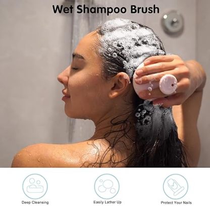 Silicone Scalp Massager Shampoo Brush, Head Scrubber with Soft Bristles for Hair Growth, Scalp Exfoliator for Dandruff Removal, Wet Dry Hair Brush for Scalp Care