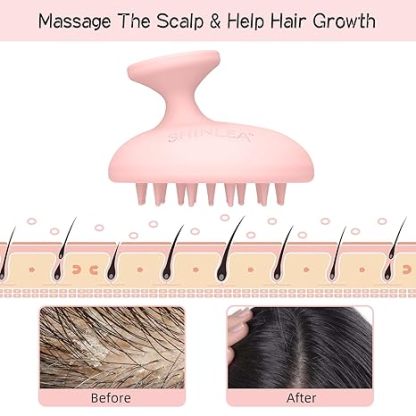 Silicone Scalp Massager Shampoo Brush, Head Scrubber with Soft Bristles for Hair Growth, Scalp Exfoliator for Dandruff Removal, Wet Dry Hair Brush for Scalp Care