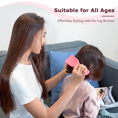 Detangler Hair Brush for Wet & Dry Hair, No Tangle Wave-shaped Soft Bristle Hairbrush for Reduces Breakage, Lightweight Travel Brush Detangling All Hair Types