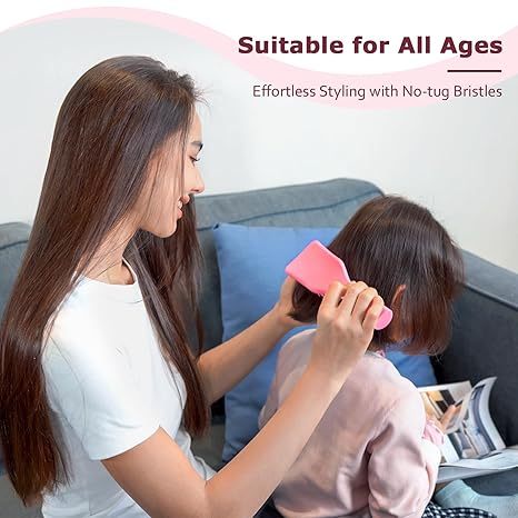 Detangler Hair Brush for Wet & Dry Hair, No Tangle Wave-shaped Soft Bristle Hairbrush for Reduces Breakage, Lightweight Travel Brush Detangling All Hair Types