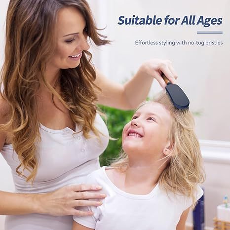 Slim Hair Brush for Fine Thin Thick Hair, Soft Double Nylon Bristles for Deep Detangling & Massage, Metal-Infused Luxury Gold Handle, Gift for Women Men Kids