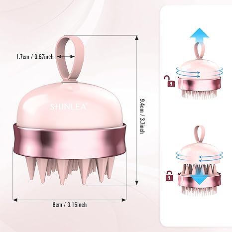 2-in-1 Scalp Massager Shampoo Brush, Scalp Scrubber for Hair Growth & Dandruff Removal, Hair Scrubber with Soft Silicone Bristles, Wet Dry Scalp Exfoliator for Scalp Care