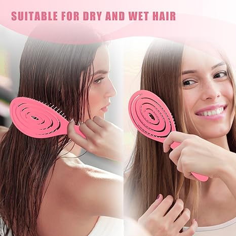 Detangle Hair Brush, Detangling Wet Spiral Hairbrush for Women, Men, kids, Vented Detangler for Blow Drying, Glide Through Tangles For All Hair Types (Pink)
