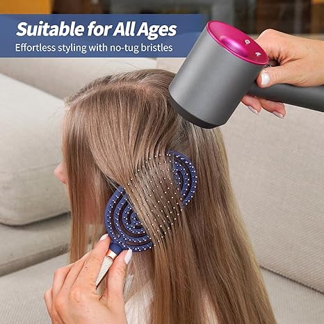 Speed Dry Detangler Brush, Spiral Vented Detangling Brush for Wet Hair, Metal-Infused Luxury Gold Handle, Curved Hairbrush with Massage Soft Bristles