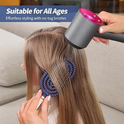 Speed Dry Detangler Brush, Spiral Vented Detangling Brush for Wet Hair, Metal-Infused Luxury Gold Handle, Curved Hairbrush with Massage Soft Bristles