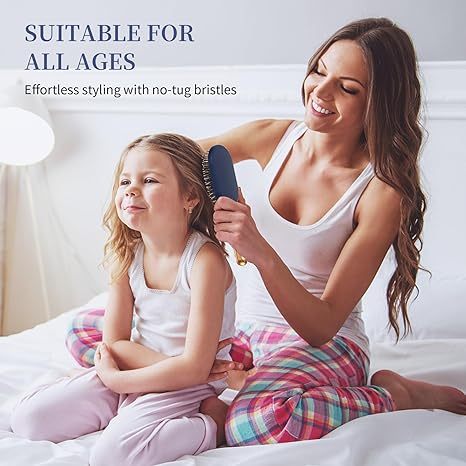 Large Paddle Brush, Detangling Brush for Thick Thin Hair, Professional Paddle Brush for Blow Drying, Massage Flexible Soft Bristles, Deluxe Gold Handle, Hair Brush for Women Men Kids
