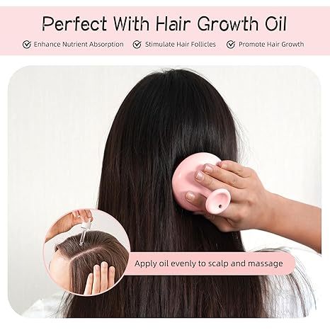 Silicone Scalp Massager Shampoo Brush, Head Scrubber with Soft Bristles for Hair Growth, Scalp Exfoliator for Dandruff Removal, Wet Dry Hair Brush for Scalp Care