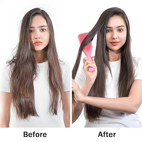 Detangler Hair Brush for Wet & Dry Hair, No Tangle Wave-shaped Soft Bristle Hairbrush for Reduces Breakage, Lightweight Travel Brush Detangling All Hair Types