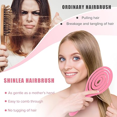 Detangle Hair Brush, Detangling Wet Spiral Hairbrush for Women, Men, kids, Vented Detangler for Blow Drying, Glide Through Tangles For All Hair Types (Pink)