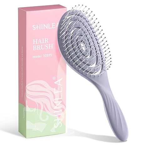Detangle Hair Brush, Detangling Wet Spiral Hairbrush for Women, Men, kids, Vented Detangler for Blow Drying, Glide Through Tangles For All Hair Types (Pink)