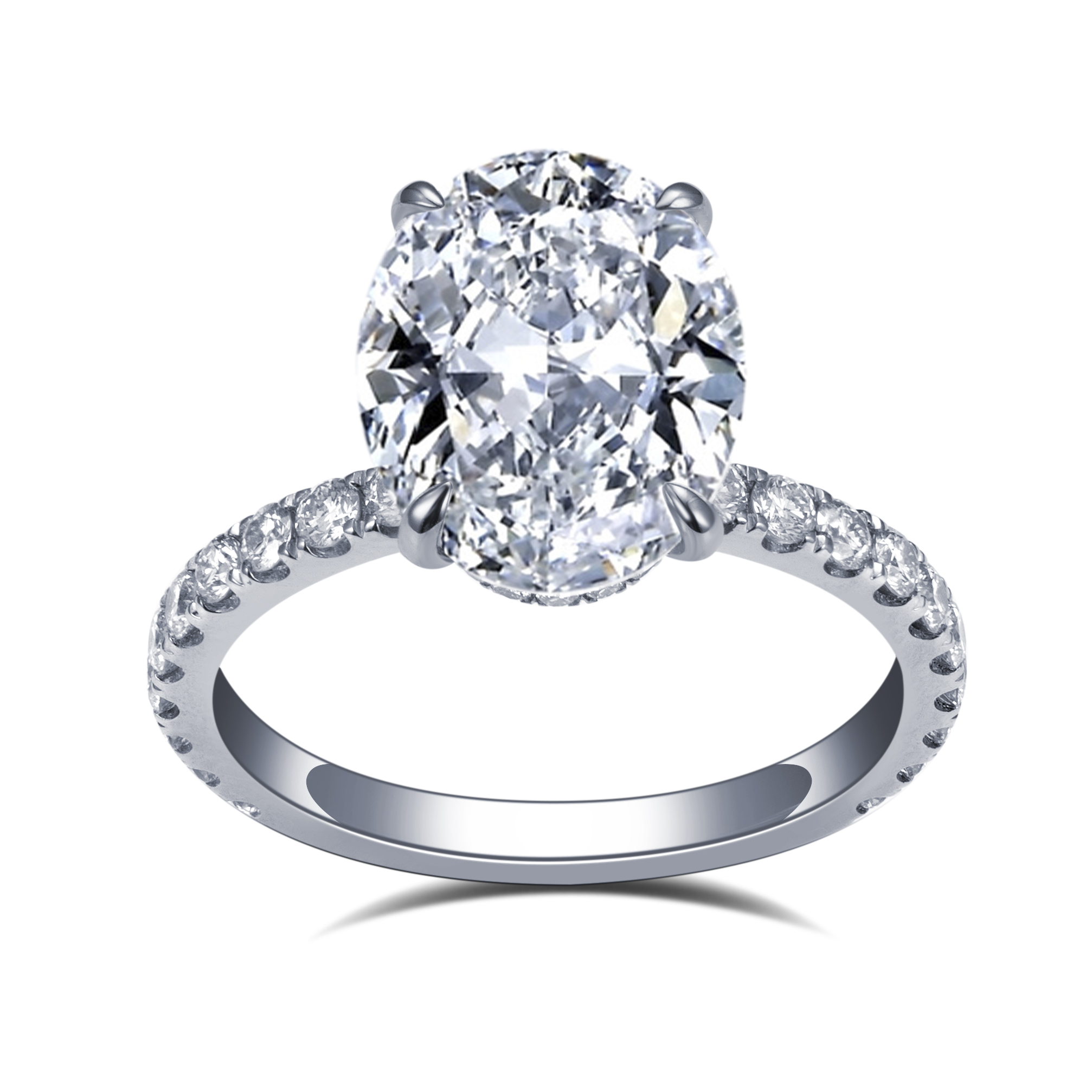 MissDiamond Oval Cut Lab Grown Diamond 2.0CT Platinum Accented Solitaire Ring MSR-1133