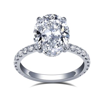MissDiamond Oval Cut Lab Grown Diamond 2.0CT Platinum Accented Solitaire Ring MSR-1133