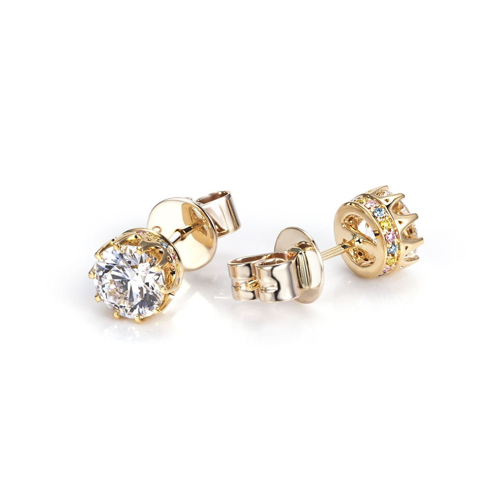 Round Shape Lab Grown Diamond 1.5 Carats D VVS2 18K Gold Studs Earrings MSE-782