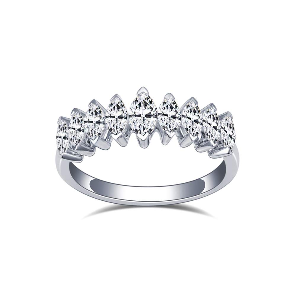 MissDiamond Marquise Cut Lab Grown Diamond Eternity Platinum Ring MSR-1669