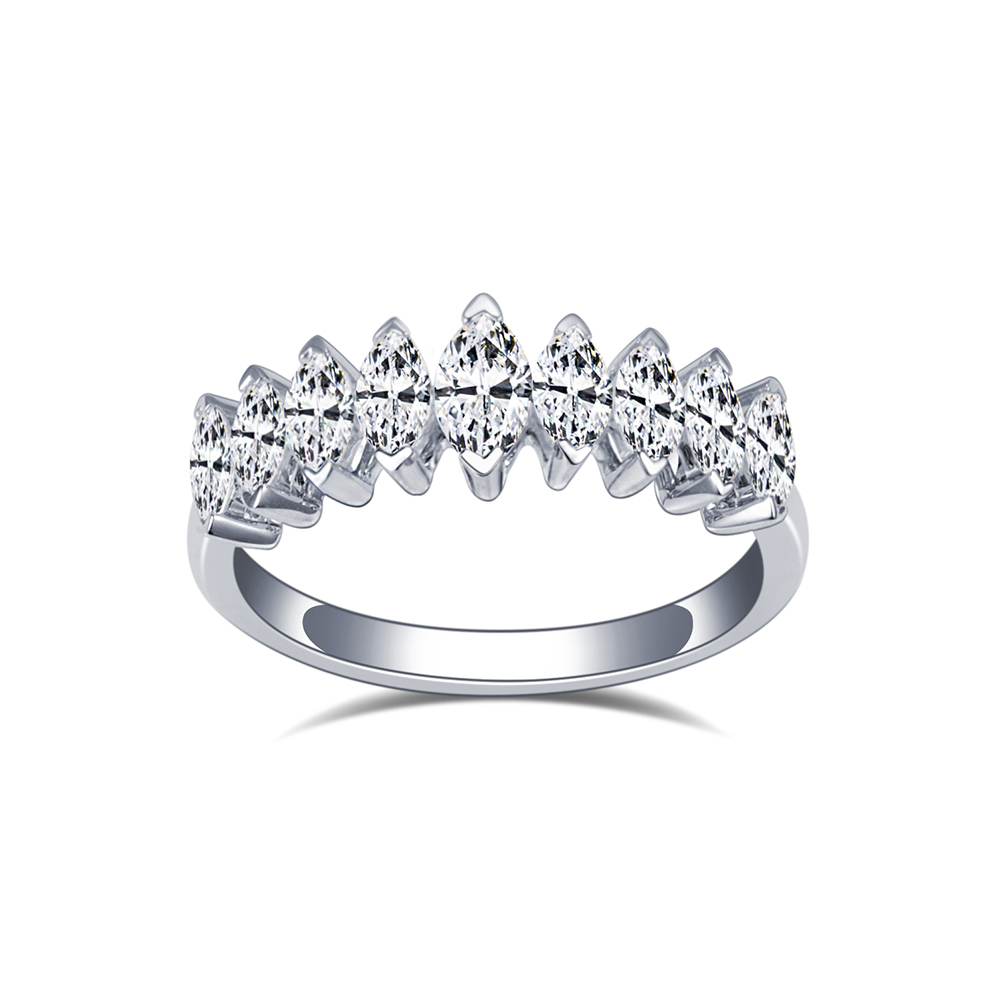 MissDiamond Marquise Cut Lab Grown Diamond Eternity Platinum Ring MSR-1669