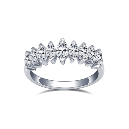MissDiamond Marquise Cut Lab Grown Diamond Eternity Platinum Ring MSR-1669