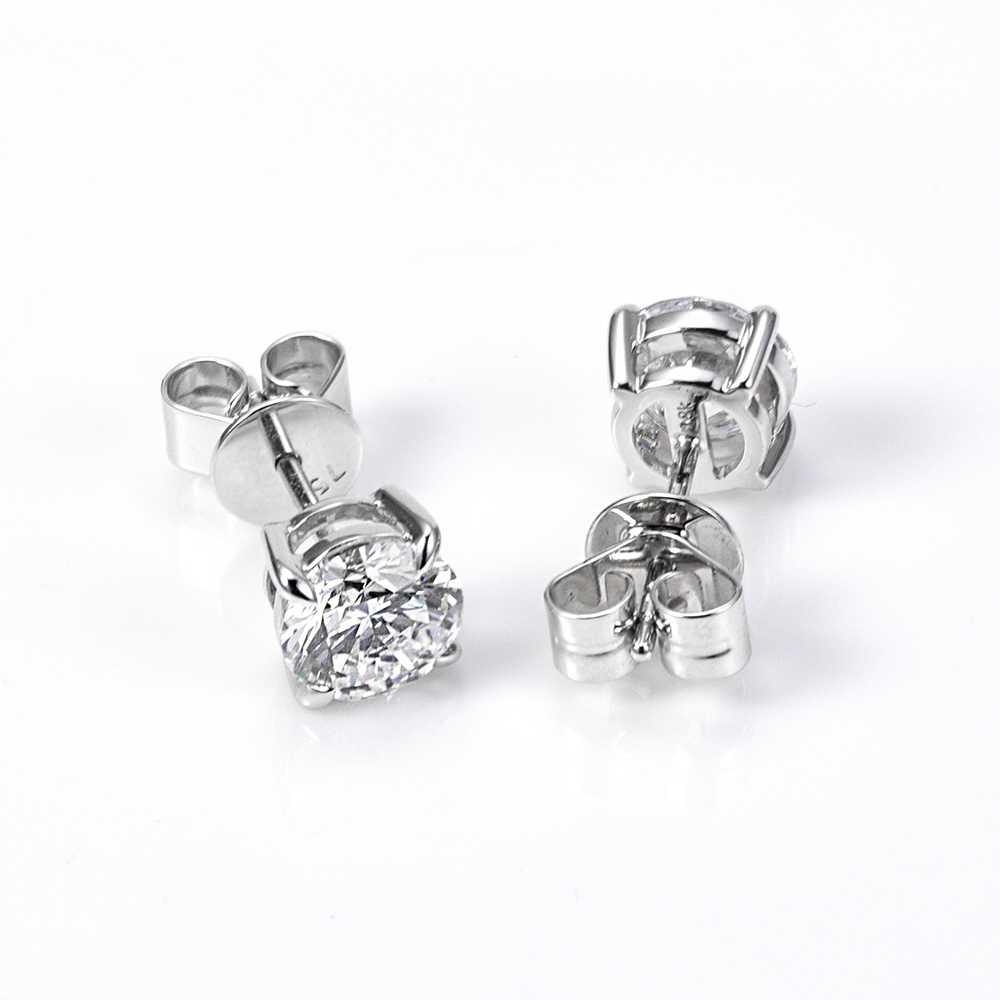 MissDiamond Round Cut Lab Grown Diamond 1CT D VVS1 Platinum Studs Earrings MSE-329