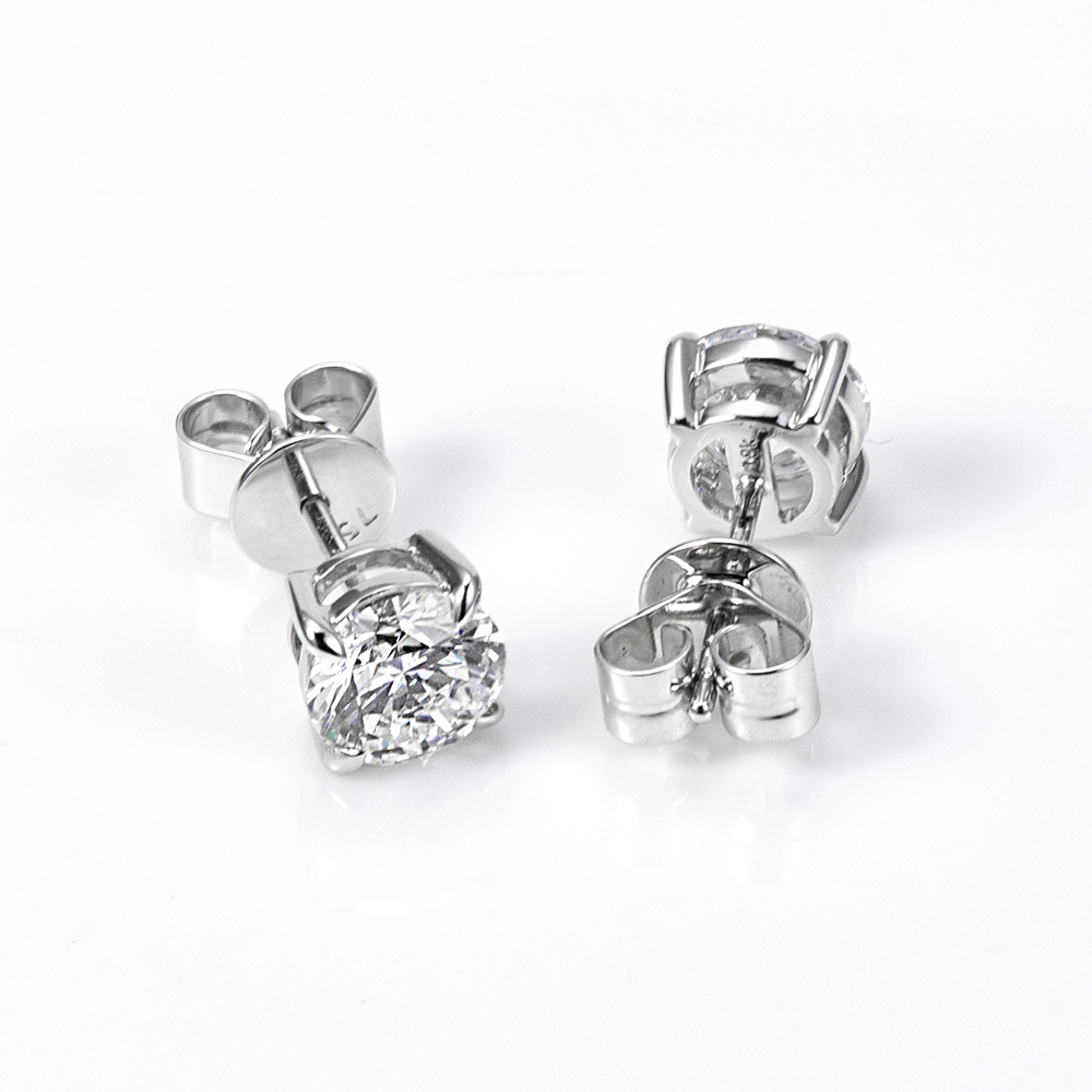 MissDiamond Round Cut Lab Grown Diamond 1CT D VVS1 Platinum Studs Earrings MSE-329