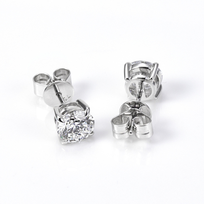 MissDiamond Round Cut Lab Grown Diamond 1CT D VVS1 Platinum Studs Earrings MSE-329