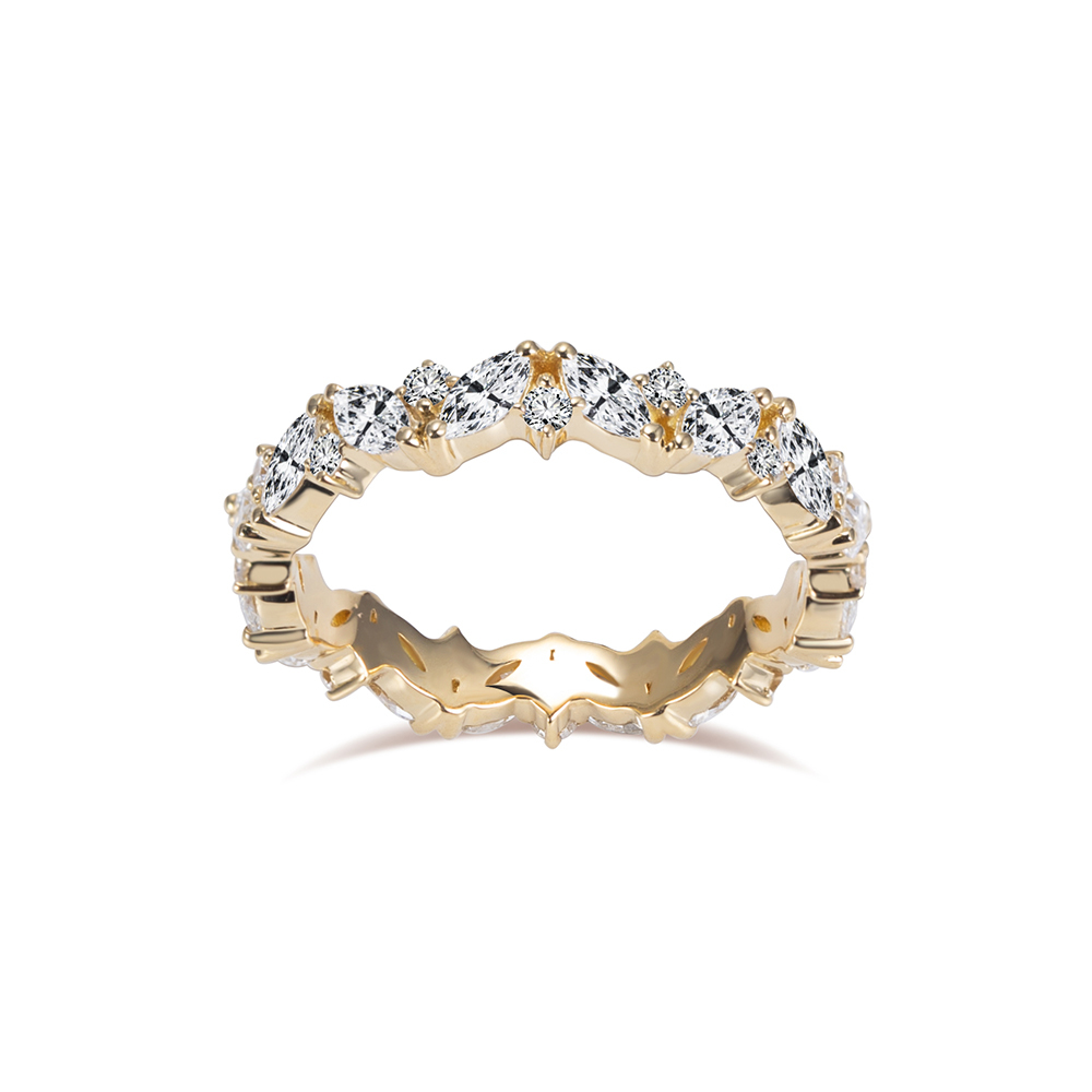 Marquise Lab Grown Diamond Half Eternity 18K White Gold Ring MSR-1684