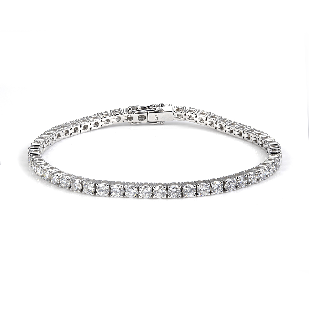 MissDiamond Round Cut Lab Grown Diamond 18K White Gold Tennis Bracelet MSB-549