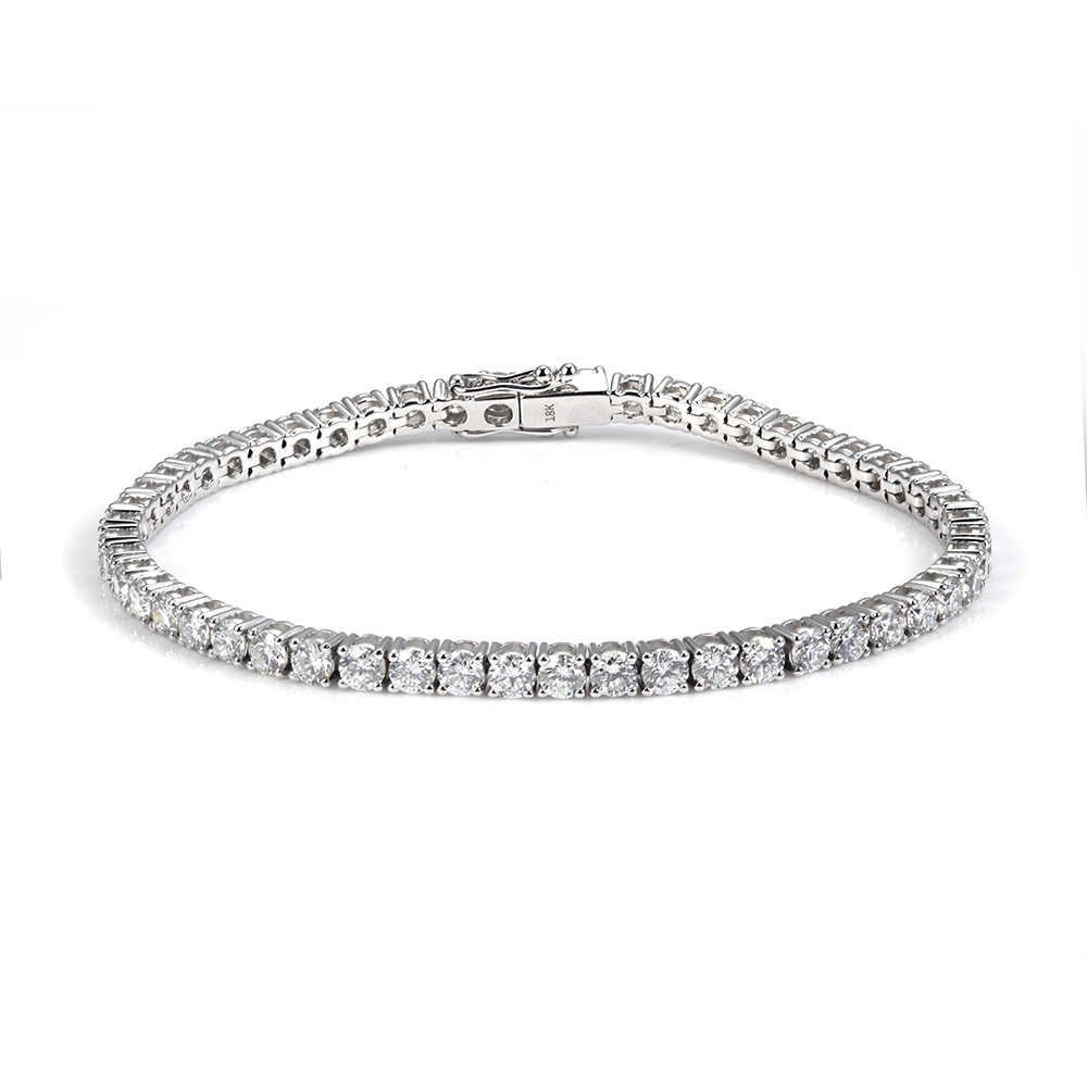 MissDiamond Round Cut Lab Grown Diamond 18K White Gold Tennis Bracelet MSB-549
