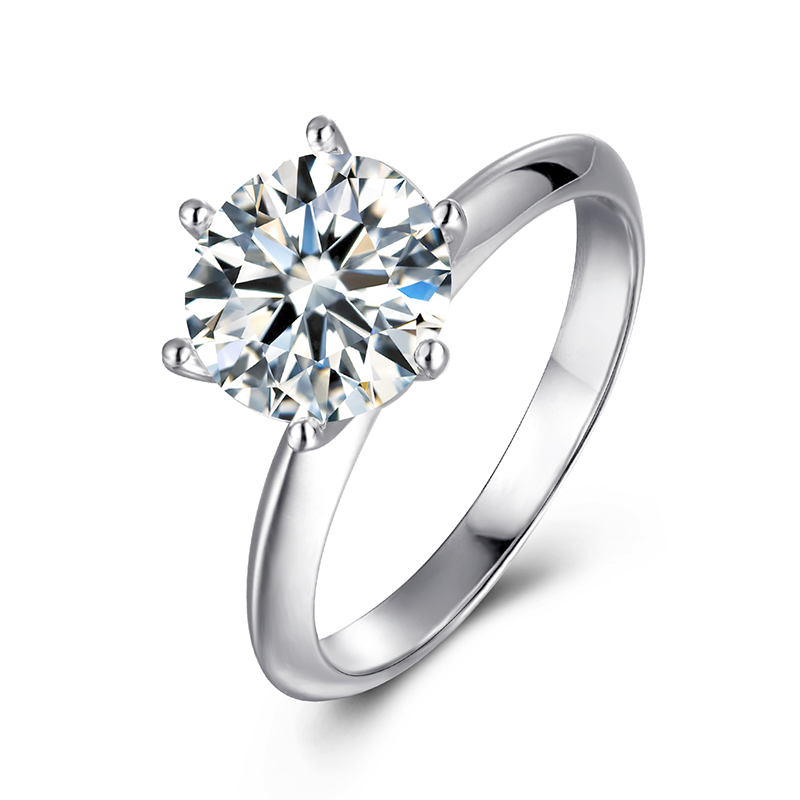 MissDiamond Round Cut Lab Grown Diamond 3CT D VS1 18k White Gold Ring M031