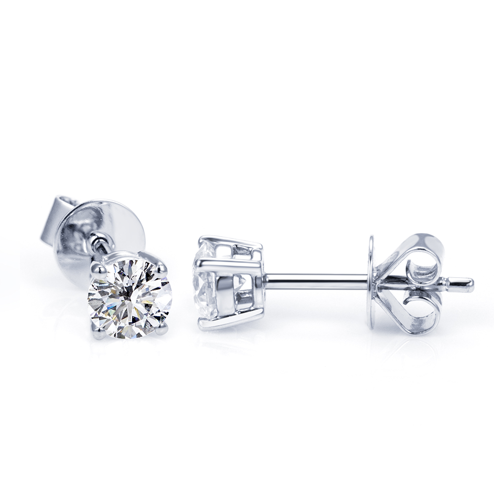 MissDiamond Round Cut Lab Grown Diamond 0.3CT D  VVS2 Platinum Studs Earrings MSE-329