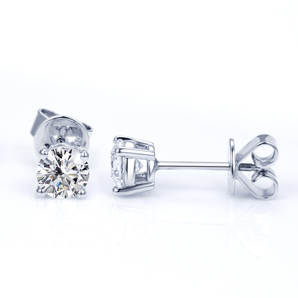 MissDiamond Round Cut Lab Grown Diamond 0.5CT D  VS1 VVS1 Platinum Studs Earrings MSE-329
