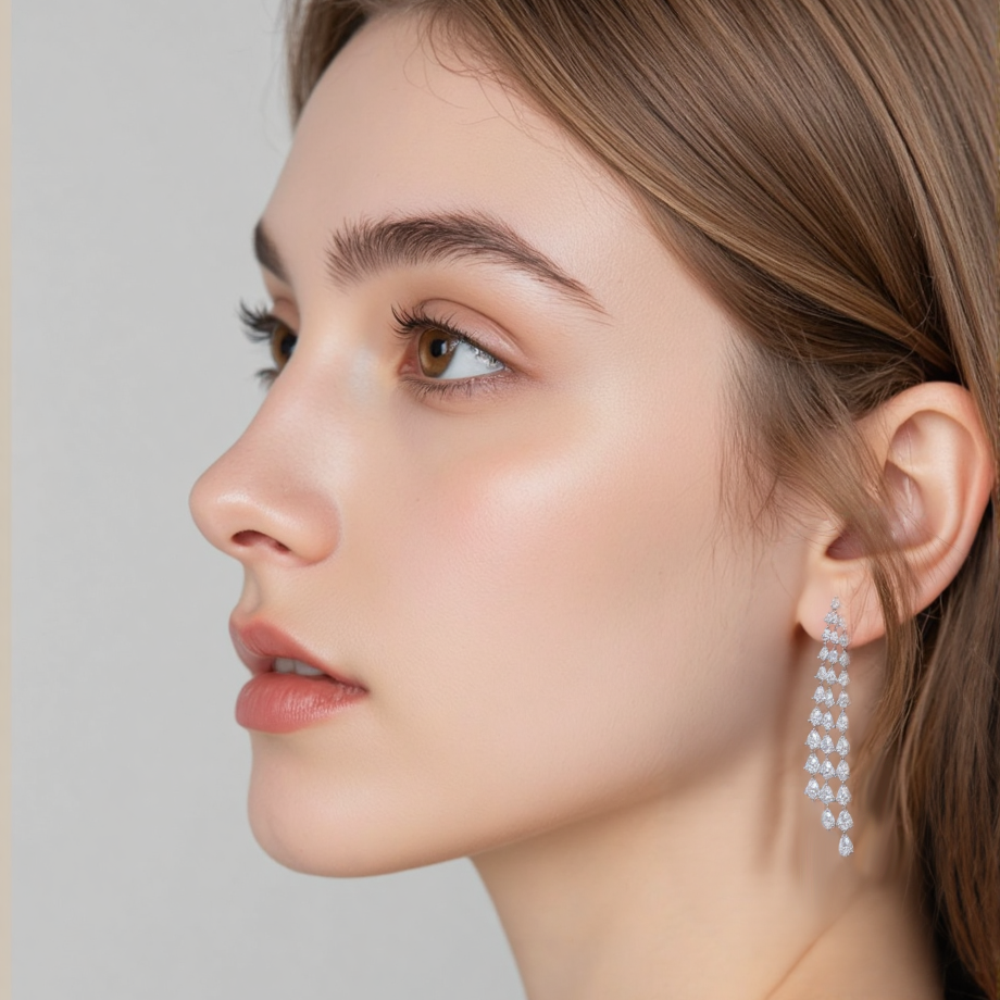 MissDiamond Lab Grown Diamond Platinum Dangle Earrings MSE-816