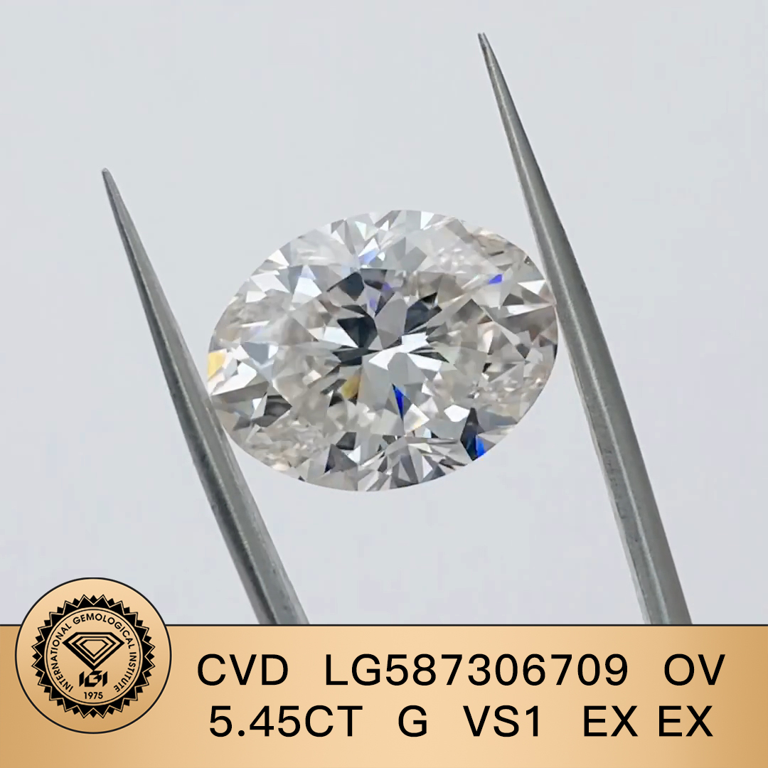 MissDiamond CVD LG587306709 Oval Cut 5.45CT G VS1 EX EX Lab Grown Diamond