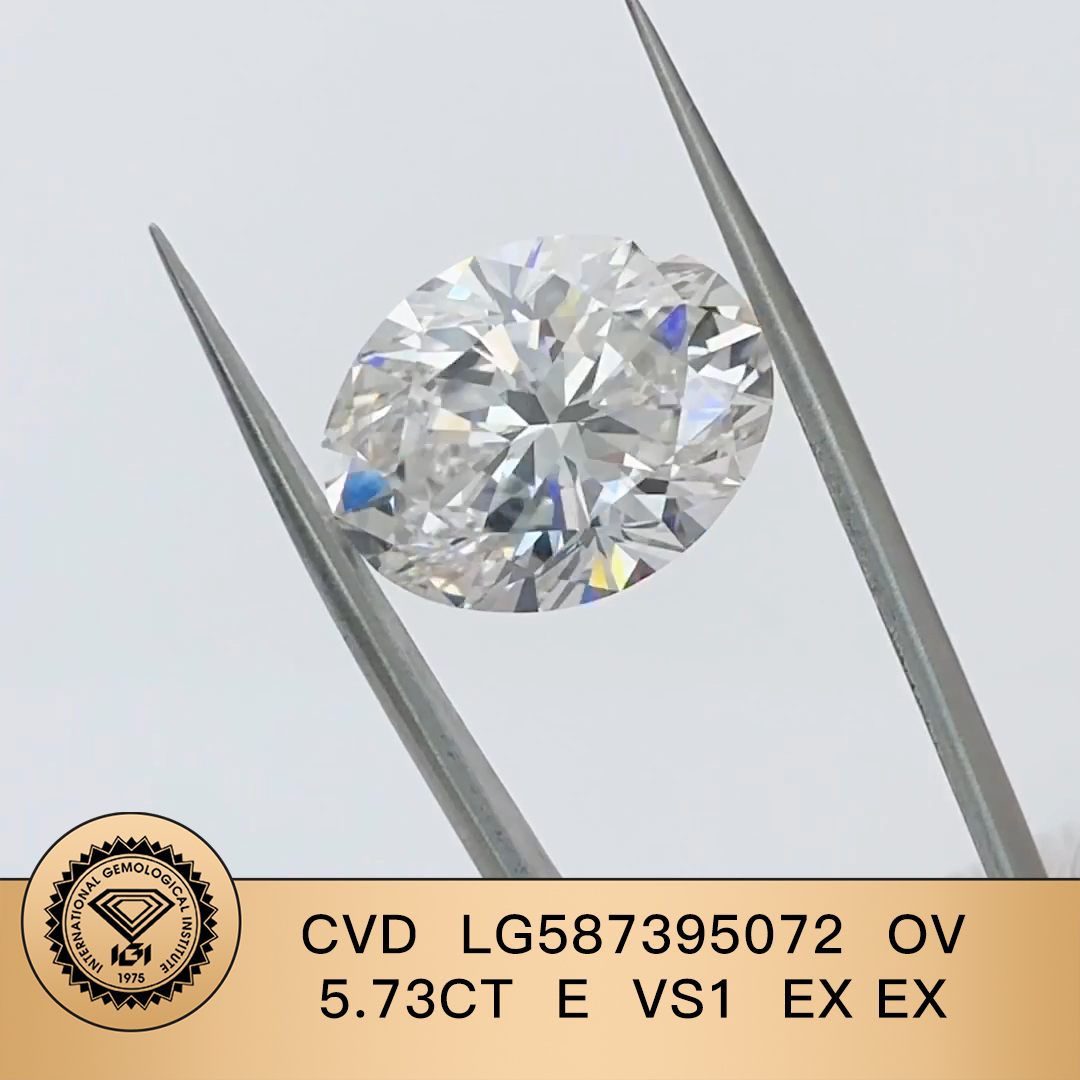 MissDiamond CVD LG587395072 Oval Cut 5.73CT E VS1 EX EX Lab Grown Diamond