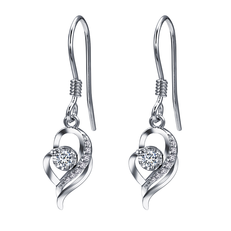 MissDiamond Lab Grown Diamond 0.05CT/2 S925 Silver Dangle Earrings MSES-003