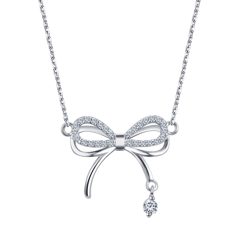 MissDiamond Lab Grown Diamond 0.1CT S925 White Silver Pendant Necklace MSNS-011