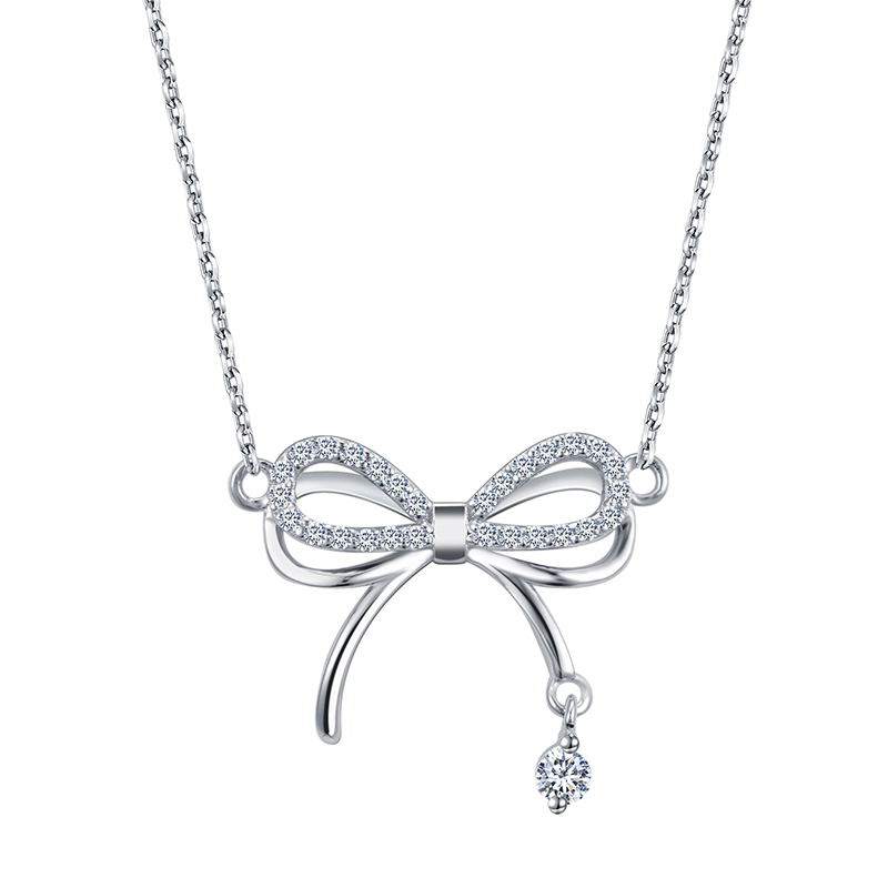 MissDiamond Lab Grown Diamond 0.1CT S925 White Silver Pendant Necklace MSNS-011