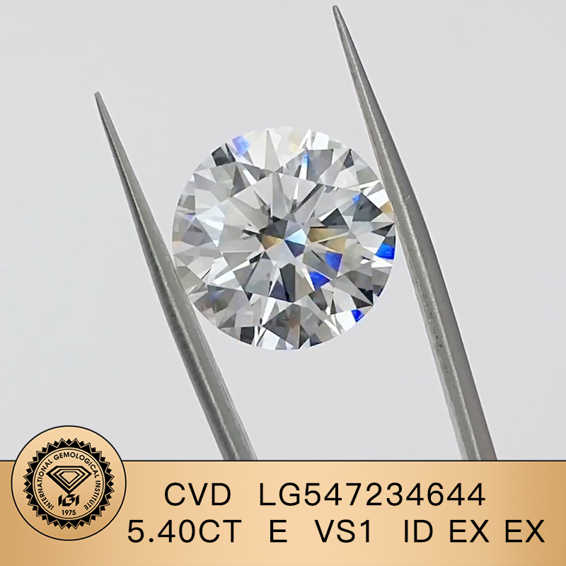 CVD LG547234644 Round Shape 5.40CT E VS1 ID EX EX Lab Grown Diamond
